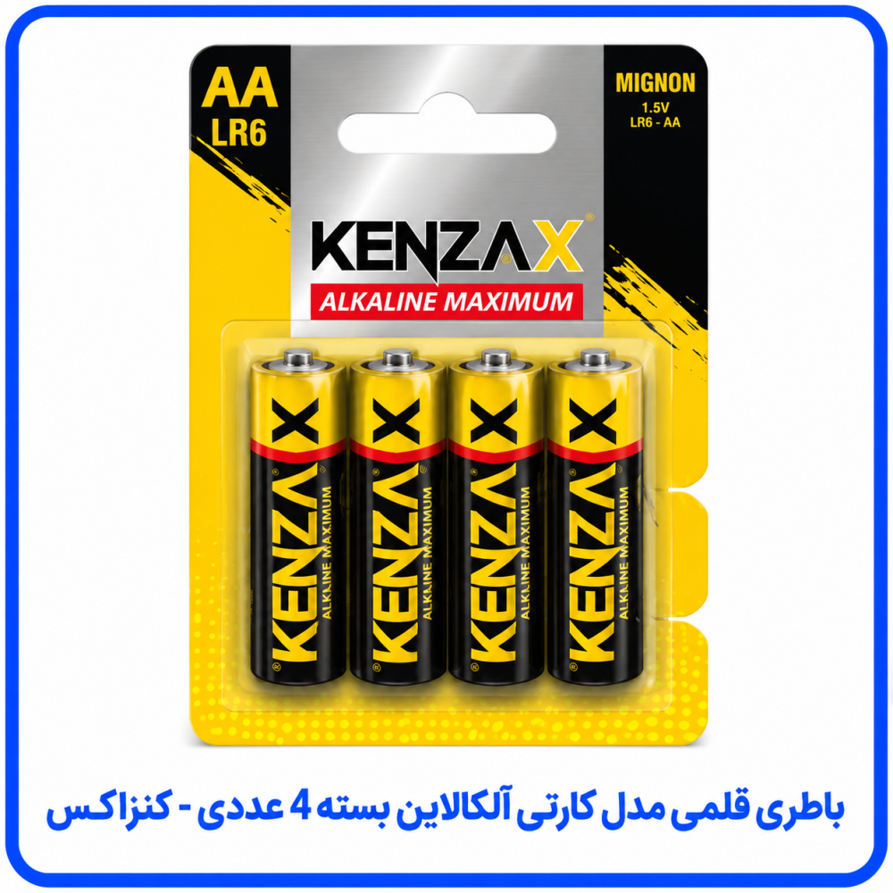 باطری قلمی مدل کارتی آلکالاین بسته 4 عددی - کنزاکس
